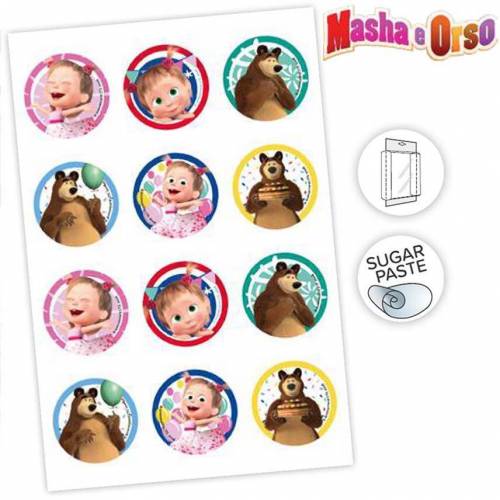 Hoja Precortada Masha y el Oso Pasta...