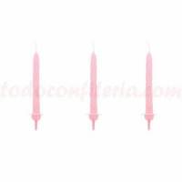 Vela Rizada Rosa + Soporte...