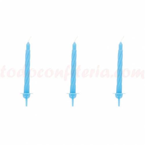 Vela Rizada Celeste + Soporte...