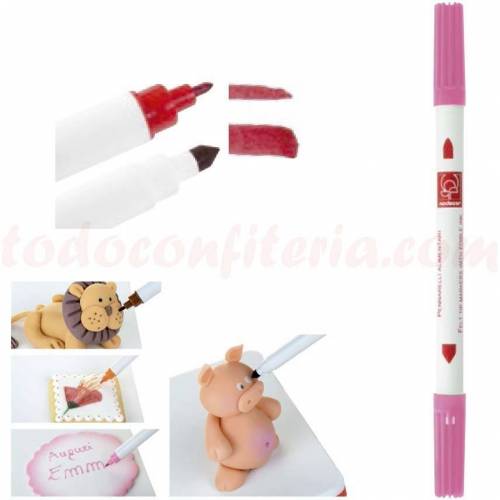 Rotulador Doble Punta Rojo Alimentario