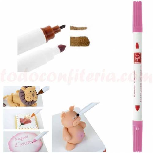 Rotulador Doble Punta Marrón Alimentario