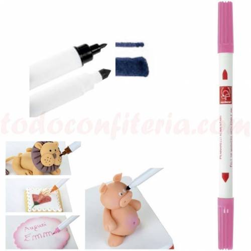 Rotulador Doble Punta Negro Alimentario