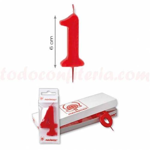 Vela Estándar Número 1 Roja