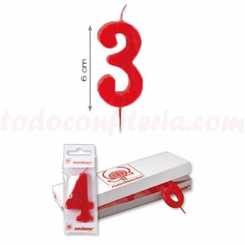 Vela Estándar Número 3 Roja