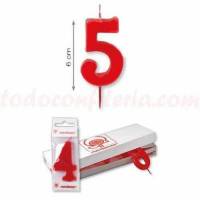 Vela Estándar Número 5 Roja