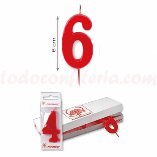 Vela Estándar Número 6 Roja