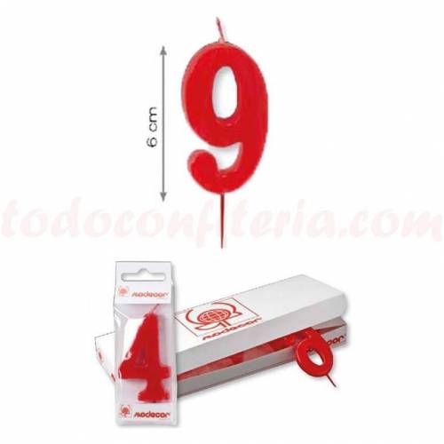 Vela Estándar Número 9 Roja