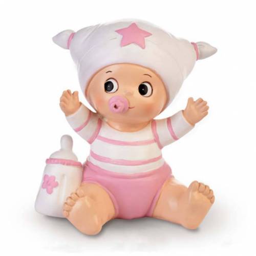 Figura Bebé Hucha Rosa Resina
