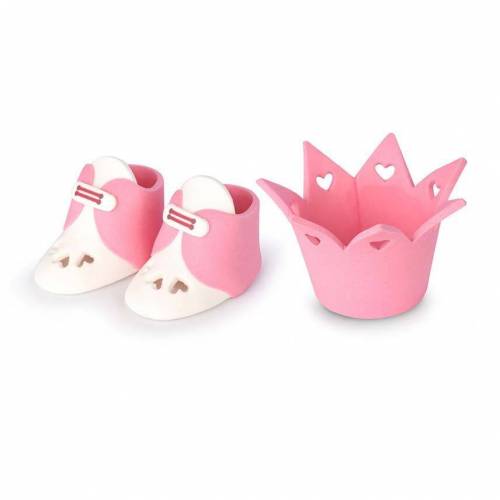 Bebé Kit Zapatos Corona Rosa Azúcar... Bebé Kit Zapatos Corona Rosa Azúcar...