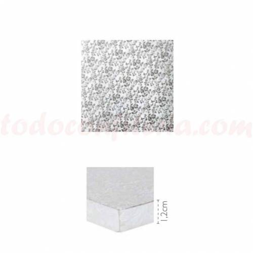 Plato Cuadrado Forrado Plata 30 cm....