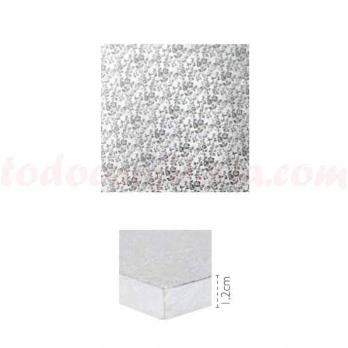 Plato Cuadrado Forrado Plata 35 cm....