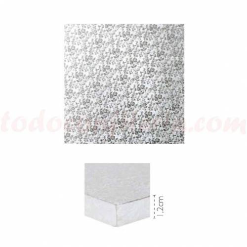 Plato Cuadrado Forrado Plata 40 cm....