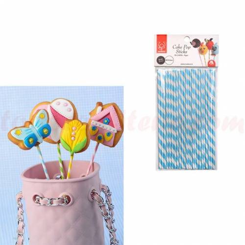 Palo Cake Pop Espiral Celeste Cartón...