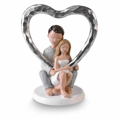 Figura Novios Pareja Corazón Plata...