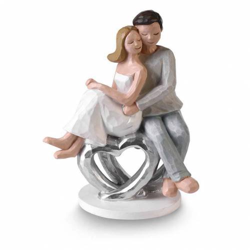Figura Novios Pareja Corazón Plata...