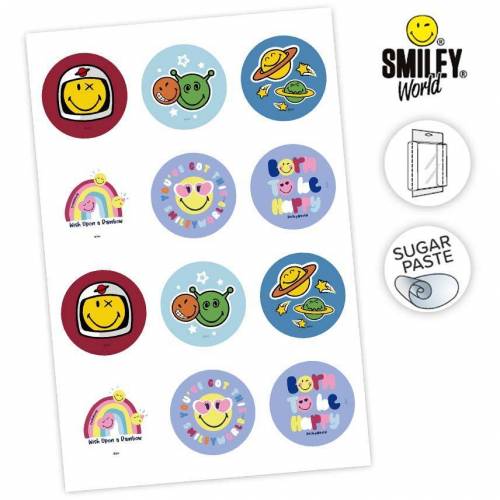 Hoja Precortada Smiley Pasta Azúcar...