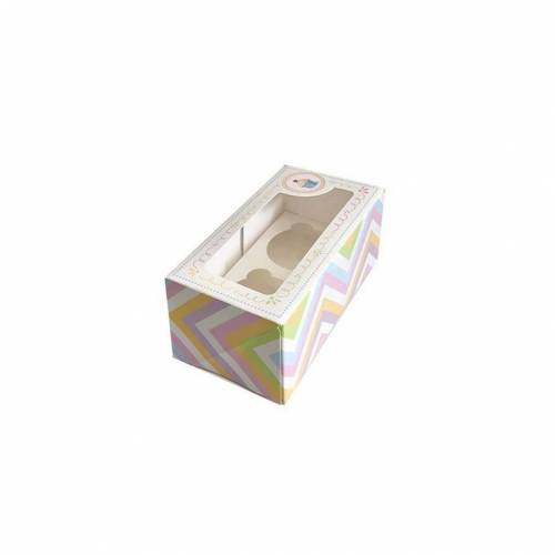 Caja Cupcake Arcoiris 2 + Soporte Cartón