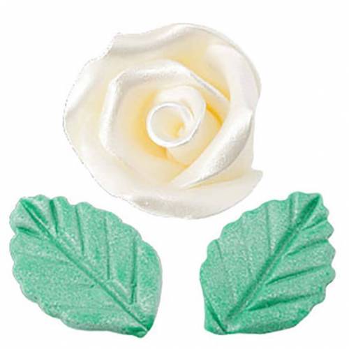 Rosa Perlada Pequeña Hoja Blanco...