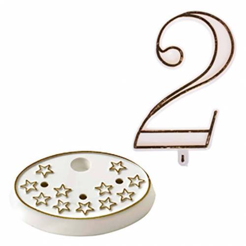 Número Estrella 2 + Base Plástico 100 u.