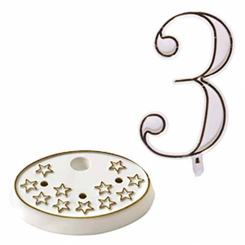 Número Estrella 3 + Base Plástico 100 u.