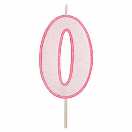 Vela Número Purpurina Rosa 0 24 u.