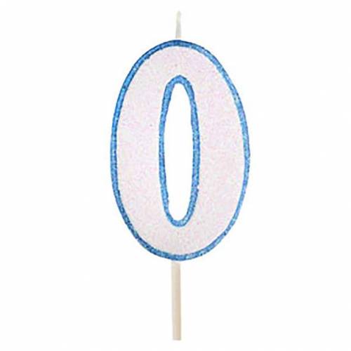 Vela Número Purpurina Celeste 0 24 u.