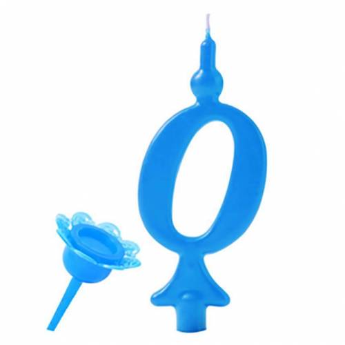 Vela Número Color Celeste 0 + Soporte... Vela Número Color Celeste 0 + Soporte...