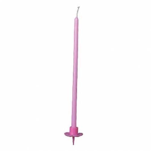Vela Larga Rosa + Soporte 50 u.