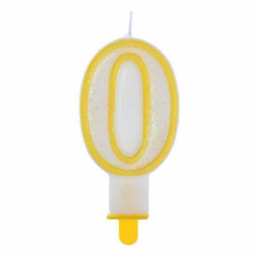 Vela Número Purpurina Amarilla 0 24 u.