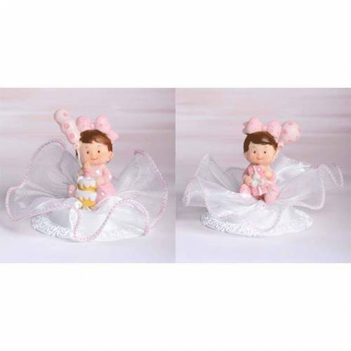 Figura Bebé Fiesta Tul Rosa Resina 8 u. Figura Bebé Fiesta Tul Rosa Resina 8 u.